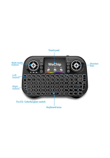 Maiyame Projeksiyon Wechip İ10 2.4ghz Kablosuz Klavye 7 Renk Arkadan Aydınlatmalı Mini Klavye Dokunmatik Y Siyah