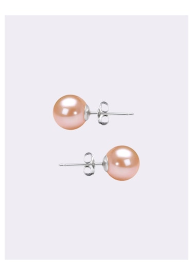 Bymissmücevherat 925 Ayar Gümüş Pembe İnci Küpe 10 Mm