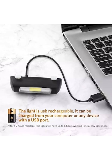 Mavi-kırmızı Çakarlı, 120 Lümen Usb Şarjlı Bisiklet Stop Lambası