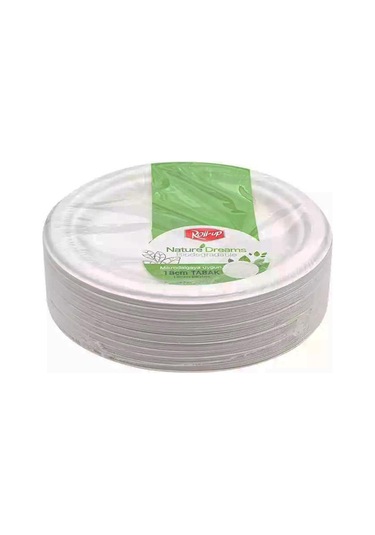 Roll-up Nature Ekolojik Karton Kağıt Parti Tek Kullanımlık Tabak - 18 Cm. - 25 Adetlik 1 Paket Beyaz