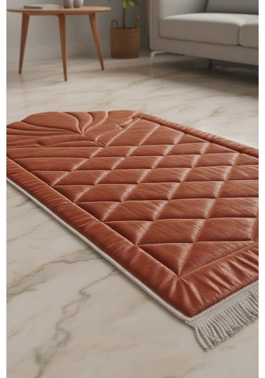 Kiremit Renk Kapitone Dolgulu Lüks Seccade 65x115 Cm