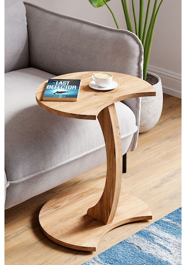 Jet Tekerlekli C Sehpa Koltuk Sehpası Yan Sehpa Zigon Sehpa Servis Sehpası Atlantik Çam