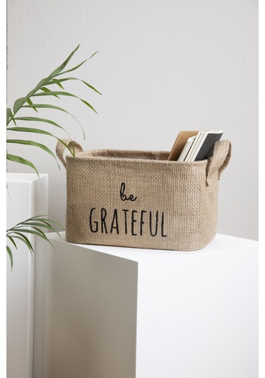 Ocean Home Textile Be Grateful Jüt Sepet 24 x 17 x 14 cm