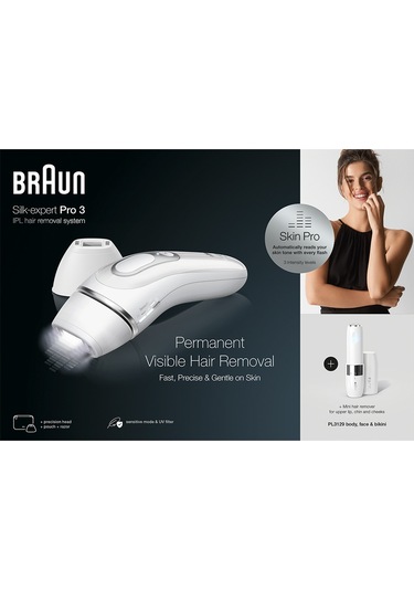 Braun Silk Expert Pro 3 PL3129 2 Başlıklı Yeni Nesil IPL + FS1000 + Seyahat Çantası