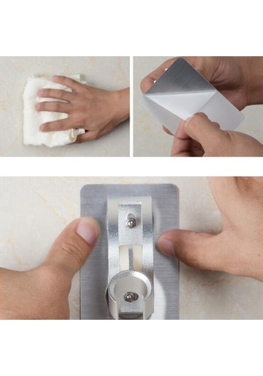 Primepickings G Asılı Kendinden Yapışkanlı Duvara Monte Braket Tutucu Ayarlanabilir Duş Başlığı Sabit Ta 2 Katlı Gri