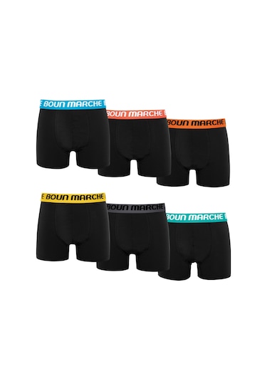 Boun Marche Erkek Boxer Likralı Premıum 6'lı Kutu Daniel Siyah Daniel