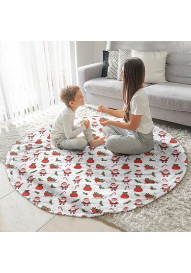 Noel Desenli 47 İnç Yuvarlak Flanel Battaniye, Yetişkin Ve Çocuk İçin, Yumuşak, Rahat Ve Hafif Noel Baba Noel Atkısı