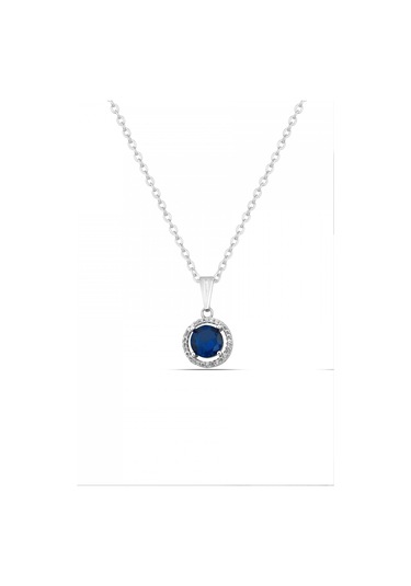 Forentina Gümüş Kaplama Lacivert Taşlı Kolye Küpe Yüzük-özel Beyaz Kutuda Hediye Set Ps3681 Gri