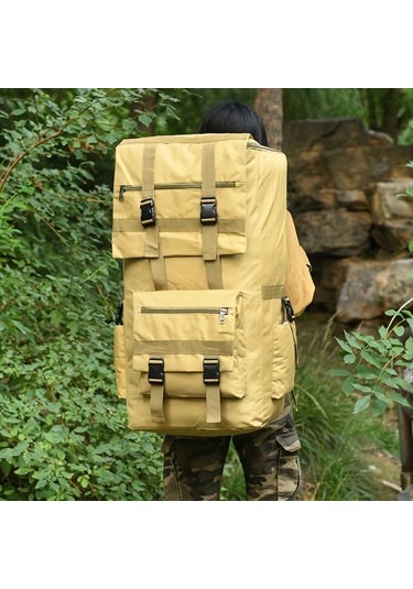 Dashanshop 120l Büyük Kapasiteli Siyah 31.1x15.75x10.63inch Sırt Çantası Dayanıklı Polyester Ayarlanabilir Kayışlar Çok Bölmeli Kampçılık Gezi Altın