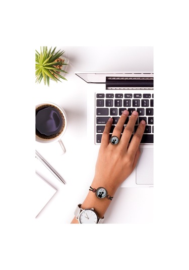 Tahtakolik Aşık Kediler Ahşap Yüzük Kahverengi