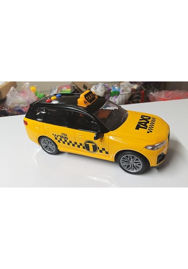 Oyuncak Büyük Boy 23 Cm Işıklı Sesli Sürt Bırak Sarı Taksi