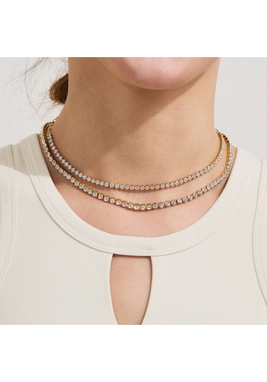 Kadınlar İçin Paslanmaz Çelik Zirkonyum Tam Elmas Kolye Titanyum Çelik Solmayan Köprücük Kemiği Kolye Niş Kısa Takı Diğer