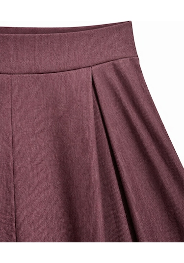Mixray 4897 Kadın Yırtmaçlı Pileli Asimetrik Dökümlü Pantolon Bordo