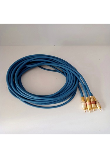El Yapımı Rca Kablosu %100 Bakır Ses Aktarım Kablosu Mavi - 5 Metre