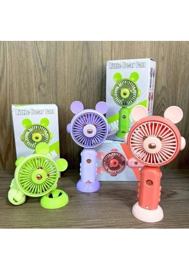 Şarj Edilebilir Fanlı Ayıcık Figürlü Ayarlanabilir El Fanı Vantilatör - Yeşil