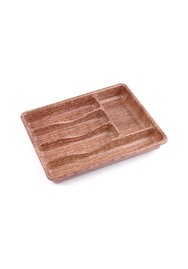 Ahşap Renk - 5 Bölmeli Çekmece İçi Kaşıklık 36x29cm 5256 Çok Renkli