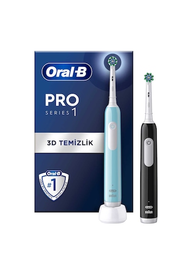 Oral-B Pro Series 1 Elektrikli Diş Fırçası Siyah - Mavi 2 Adet + 2 Diş Fırçası Başlığı