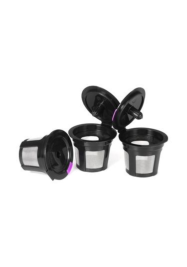 Youtek 3 Adet Tekrarlı Kullanım Kahve Kapsülü Kabuğu - Yiyecek Grubu Pp+304 Paslanmaz Çelik Filtre Siyah