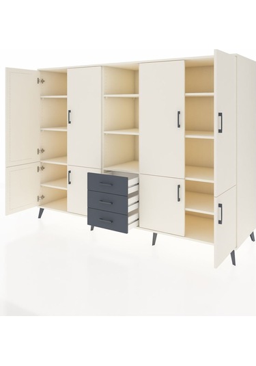 Kronos Dolap 11 Raflı 3 Çekmeceli 8 Kapaklı 220x59x163 Aytaşı-ayt Aytaşı-aytaşı/antrasit