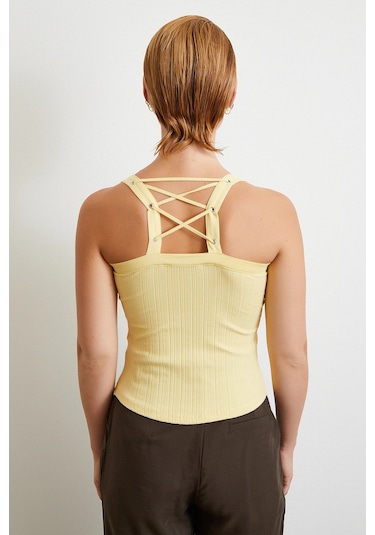 Arkası Çapraz Bağlamalı Top Sarı Sari