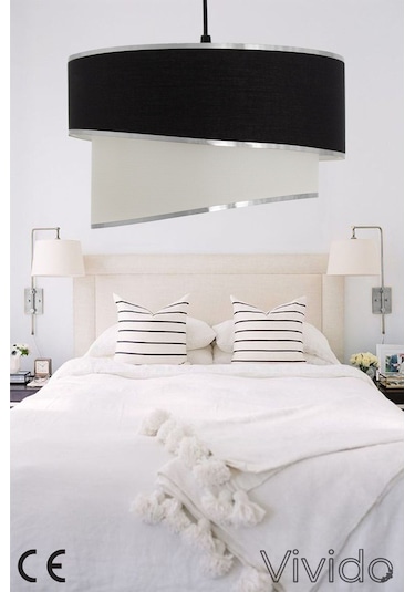 Siyah Gümüş Julien Üçlü Abajur Ve Avize Seti Siyah