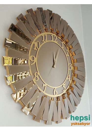 Güneş Golden Latin Bronze Altın Bronz 85 Cm Aynalı Duvar Saati