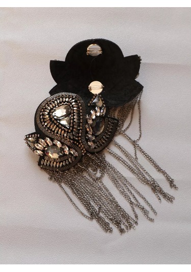 Sweet Night Omuz Askıları 2'li, Zincirli Broşlar 226185245 Siyah