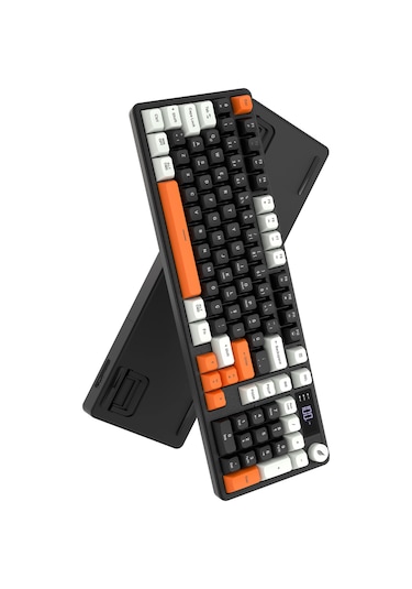 Hawk Gaming Hk258 Membrane Lcd Rgb Kablosuz/bluetooth Siyah Turuncu Full Türkçe Gaming Klavye