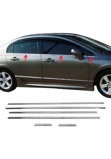 Honda Civic Krom Cam Çıtası 6 Prç 2006-2011 Arası P.çelik