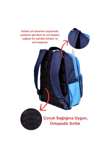 Köpek Balığı Baskılı Su Geçirmez Ortopedik Sırt Özellikli İlkokul