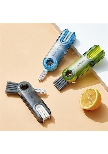 Buffer 3 Fonksiyonlu Pratik Şişe Temizleme Fırçası Mutfak Banyo Araç İçin Çok Amaçlı Fırça Çok Renkli