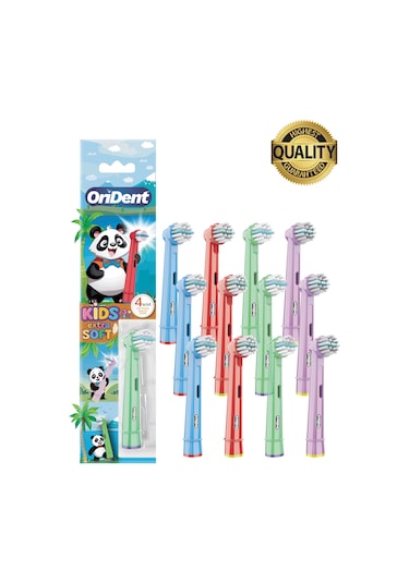 Panda Kids - Çocuklara Özel Oral-b Uyumlu 12 Adet Yedek Başlık Nazik Temizlik Ve Diş Eti Koruması