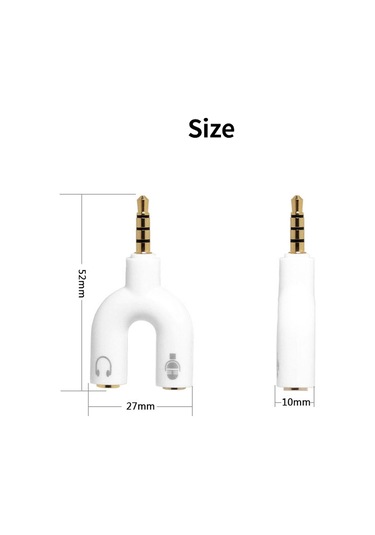 Mufunye Siyah 3.5mm U Tipi Ses Adaptörü - Kulaklık Bölücü, 1 Giriş 2 Çıkış, 24k Altın Kaplı Bağlantı