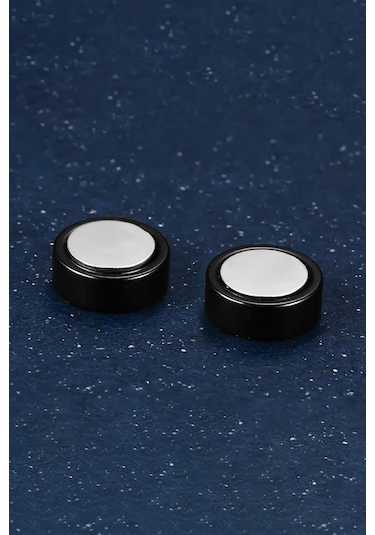 Chavin 10 Mm Bayan Erkek Mıknatıslı Siyah Çelik Küpe Df22sy-10 Siyah