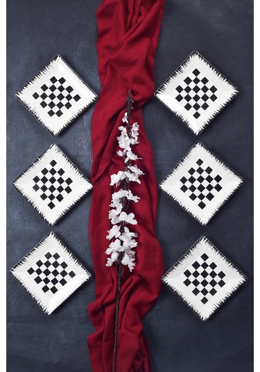 Piatti Naturali 6'lı Dama Tatlı Tabak Seti Sunum Servis Pasta 15 Cm