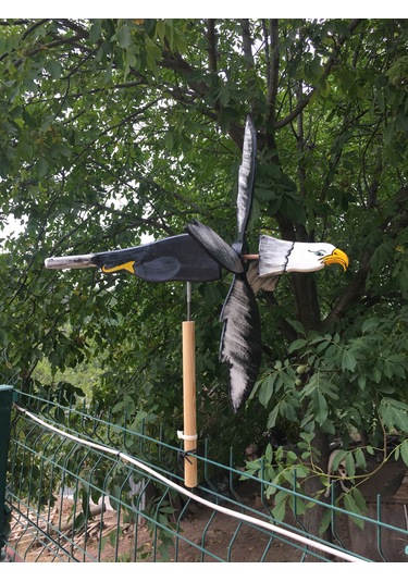 Kartal El Yapımı Ahşap Rüzgar Gülü Dış Mekan Dekoru