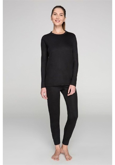 Unisex Siyah Yetişkin Kayak Doğa Sporları Termal İçlik Takım Siyah