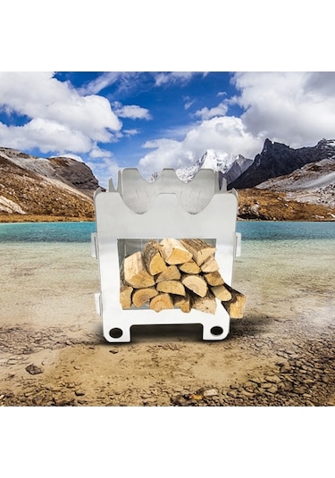 Novahub Çok Fonksiyonlu Ahşap Yakıtlı Kamp Ocağı Katlanabilir Kamp Sırt Çantası Pişirme Ocağı Çok Araçlı Hayatta Kalma Eşyası Gümüş Gümüş