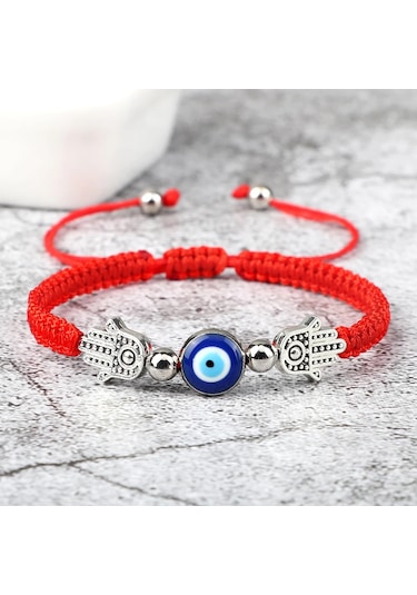 Liangmei Fatima'nın Eli Kolye Bilezik Türk Mavi Nazar Şanslı Bordo