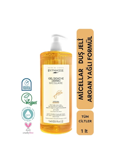 Byphasse Dermo Micellar Argan Oil Duş Jeli Tüm Ciltler İçin 1 L