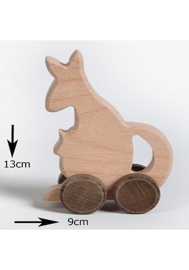 Ahşap El Yapımı Montessori Kanguru: Doğal Tekerlekli Oyuncak
