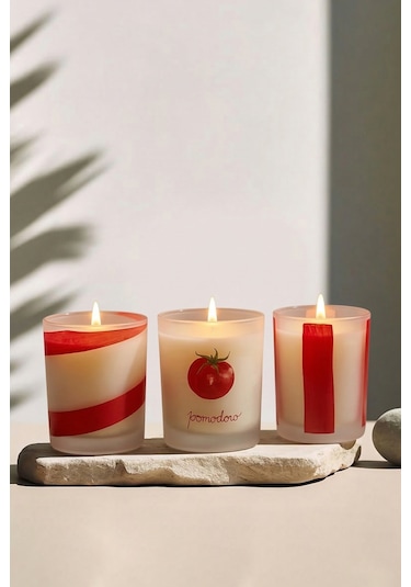 Rakle x Bengi Kurtcebe Pomodoro El Yapımı 3'lü Mum Seti 120 gr