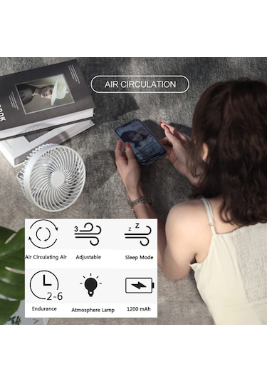 Çok Fonksiyonlu Led Şarj Edilebilir Dış Mekan Taşınabilir Çadır Kamp Fanı Beyaz