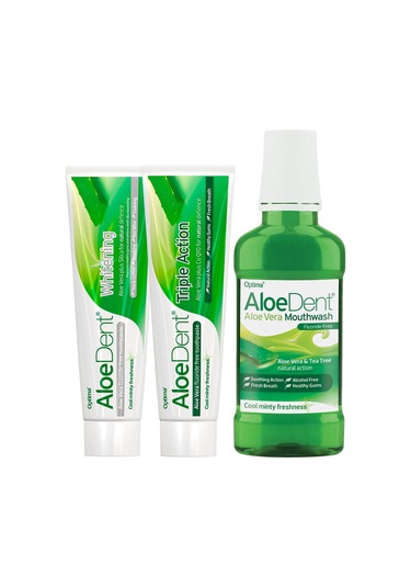 Aloe Dent Whitening Diş Macunu 100 ML + Triple Action Diş Macunu 100 ML + Ağız Bakım Suyu 250 ML