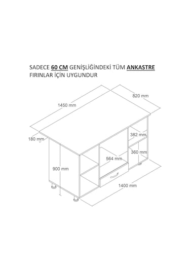 145lik Ankastre Ada, Mutfak Adası, Mutfak Masası, Mutfak Dolabı