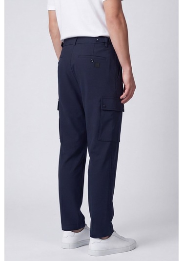 Giotelli Erkek Lacivert Dar Kesim Slim Fit Düz Kargo Cep Normal Bel Pantolon