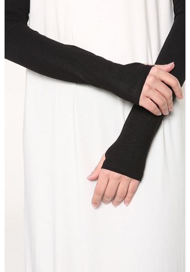 Kadın Tesettür Parmak Geçmeli Kolluk Ekru 001