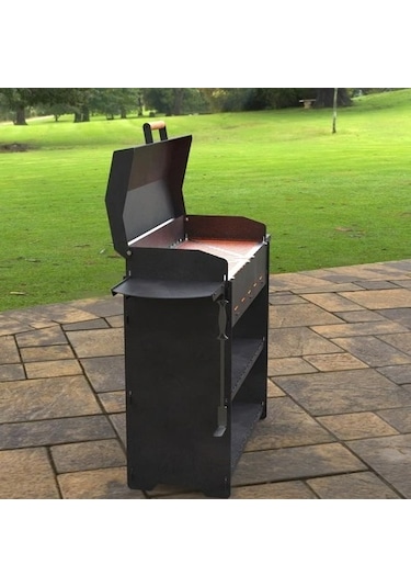 Kapaklı Barbekü Büyük Portatif Mangal Ve Izgaraları Siyah