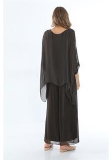 İtalyan Yarasa Kol İpek Bluz-8869 Kahverengi