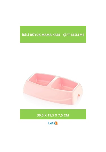 İkili Büyük Mama Kabı 30.5 Cm Plastik Mor Mavi Yeşil Pembe